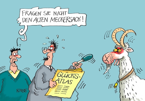 Cartoon: Glücksatlas (medium) by RABE tagged glück,glücksatlas,zufriedenheit,umfrage,menschen,thüringen,schlewswigholstein,bundesländer,leben,rabe,ralf,böhme,cartoon,karikatur,pressezeichnung,farbcartoon,tagescartoon,ziege,meckersack,umfragewerte,politbarometer,glückshormon,glücksbarometer,glück,glücksatlas,zufriedenheit,umfrage,menschen,thüringen,schlewswigholstein,bundesländer,leben,rabe,ralf,böhme,cartoon,karikatur,pressezeichnung,farbcartoon,tagescartoon,ziege,meckersack,umfragewerte,politbarometer,glückshormon,glücksbarometer