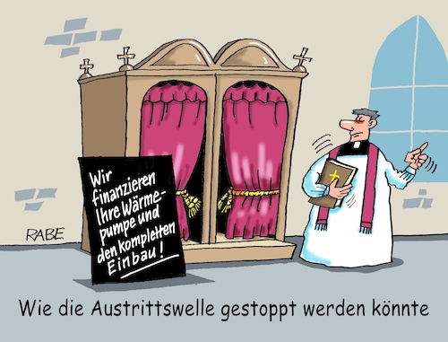 Cartoon: Gottes Hilfe (medium) by RABE tagged kirche,pfarrer,bischof,beichte,beichtstuhl,kirchenaustritte,mitgliederschwund,rabe,ralf,böhme,cartoon,karikatur,pressezeichnung,farbcartoon,tagescaartoon,wärmepumpe,wärmewende,heizungsumbau,heizungsgesetz,finanzierung,kredit,klimapolitik,kirche,pfarrer,bischof,beichte,beichtstuhl,kirchenaustritte,mitgliederschwund,rabe,ralf,böhme,cartoon,karikatur,pressezeichnung,farbcartoon,tagescaartoon,wärmepumpe,wärmewende,heizungsumbau,heizungsgesetz,finanzierung,kredit,klimapolitik