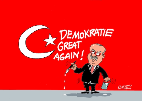 Cartoon: Great Again (medium) by RABE tagged erdogan,sultan,präsident,wahl,wähler,wahlurne,rabe,ralf,böhme,cartoon,karikatur,pressezeichnung,farbcartoon,tagescartoon,flagge,rot,mondsichel,stern,absturz,hangelei,bemalung,pinsel,farbe,wiederwahl,wahlsieger,demokratie,great,again,trump,erdogan,sultan,präsident,wahl,wähler,wahlurne,rabe,ralf,böhme,cartoon,karikatur,pressezeichnung,farbcartoon,tagescartoon,flagge,rot,mondsichel,stern,absturz,hangelei,bemalung,pinsel,farbe,wiederwahl,wahlsieger,demokratie,great,again,trump