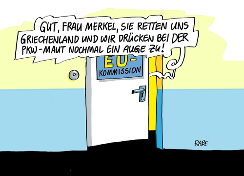 Cartoon: Griechenmaut (medium) by RABE tagged maut,dobrint,ausländer,autofahrer,eu,kommission,klage,gebühren,beschluss,rabe,ralf,böhme,cartoon,karikatur,pressezeichnung,farbcartoon,tagescartoon,griechenland,athen,brüssel,reformen,juncker,grexit,tsipras,varoufakis,kredit,geldgeber,iwf,ezb,troika,maut,dobrint,ausländer,autofahrer,eu,kommission,klage,gebühren,beschluss,rabe,ralf,böhme,cartoon,karikatur,pressezeichnung,farbcartoon,tagescartoon,griechenland,athen,brüssel,reformen,juncker,grexit,tsipras,varoufakis,kredit,geldgeber,iwf,ezb,troika