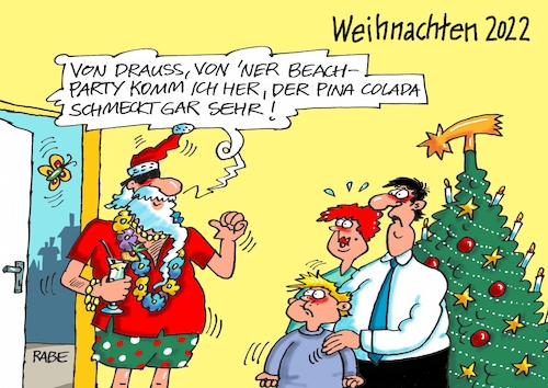 Cartoon: Grüne Weihnacht (medium) by RABE tagged weihnachten,weihnachtsfest,weihnachtsmann,weihnachtsmänner,bart,geschenkesack,rabe,ralf,böhme,cartoon,karikatur,pressezeichnung,farbcartoon,tagescartoon,grüne,sonne,regen,feiertage,wärme,frostfrei,frühlingswetter,weihnachten,weihnachtsfest,weihnachtsmann,weihnachtsmänner,bart,geschenkesack,rabe,ralf,böhme,cartoon,karikatur,pressezeichnung,farbcartoon,tagescartoon,grüne,sonne,regen,feiertage,wärme,frostfrei,frühlingswetter