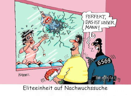 Cartoon: GSG Neun (medium) by RABE tagged gsg,neun,eliteeinheit,spezialkommando,terrorbekämpfung,is,anschläge,rabe,ralf,böhme,cartoon,karikatur,pressezeichnung,farbcartoon,tagescartoon,entbindungsstation,vater,babys,scheibe,stationsschwester,gsg,neun,eliteeinheit,spezialkommando,terrorbekämpfung,is,anschläge,rabe,ralf,böhme,cartoon,karikatur,pressezeichnung,farbcartoon,tagescartoon,entbindungsstation,vater,babys,scheibe,stationsschwester