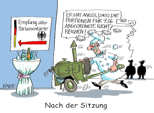 Cartoon: Gulaschkanonier (medium) by RABE tagged bundestagswahl,wahlkampf,osten,ddr,ostbeauftragter,bundesregierung,recht,rabe,ralf,böhme,cartoon,karikatur,pressezeichnung,farbcartoon,tagescartoon,cdu,wahlplakat,laschet,lacher,lachnummer,bundestagssizung,bundestagsdebatte,empfang,abgeordnete,parlamantarier,bundestagspräsident,sitzverteilung,bundestagsrede,bundestagspräsidentin,büffett,koch,gulaschkanone,bundestagswahl,wahlkampf,osten,ddr,ostbeauftragter,bundesregierung,recht,rabe,ralf,böhme,cartoon,karikatur,pressezeichnung,farbcartoon,tagescartoon,cdu,wahlplakat,laschet,lacher,lachnummer,bundestagssizung,bundestagsdebatte,empfang,abgeordnete,parlamantarier,bundestagspräsident,sitzverteilung,bundestagsrede,bundestagspräsidentin,büffett,koch,gulaschkanone