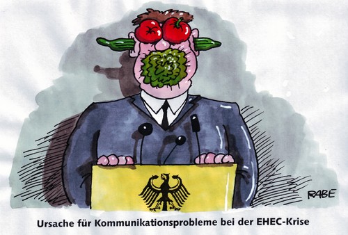 Cartoon: Gurkentruppe (medium) by RABE tagged ehec,krise,erreger,keime,darmerkrankung,durchfall,gesundheitsminister,bahr,fdp,kanzlerin,merkel,verbraucherschutzministerin,aigner,csu,landwirtschaftsmimisterium,verbraucherschutz,eu,brüssel,euro,entschädigung,bauern,landwirtschaft,gemüseanbau,tomaten,gurken,salat,sprossen,ursache,kommunikation,verständigung,kommunikationsprobleme,verständigungsprobleme,bundesregierung,bundestag,rednerpult,debatte,mikrofon,bundesadler,gurkentruppe,verbraucher,kund,bio,bioprodukte,düngen,güllr,ehec,krise,erreger,keime,darmerkrankung,durchfall,gesundheitsminister,fdp,bahr,kanzlerin,merkel,verbraucherschutzministerin,aigner,csu,landwirtschaftsmimisterium,verbraucherschutz,entschädigung,euro,brüssel,bauern,tomaten,gur,gemüseanbau,landwirtschaft