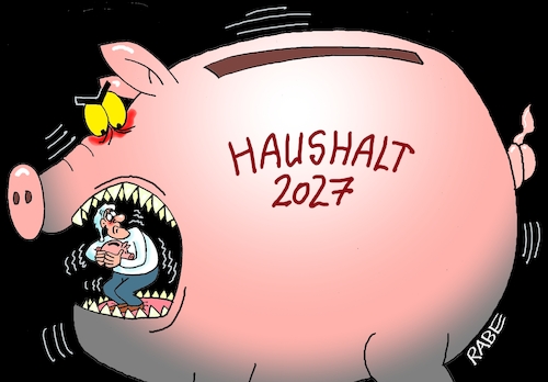 Cartoon: Haischwein (medium) by RABE tagged merz,kanzler,koalition,union,spd,klingbeil,cartoon,karikatur,pressezeichnung,farbcartoon,tagescartoon,db,bahn,frühling,frühjahr,frühjahrsputz,ice,zug,blumenkasten,blumenkästen,haushalt,schulden,schuldenloch,michel,bürger,sparschwein,eckpunkte,kürzung,finanzhilfe,gesundheitsreform,merz,kanzler,koalition,union,spd,klingbeil,cartoon,karikatur,pressezeichnung,farbcartoon,tagescartoon,db,bahn,frühling,frühjahr,frühjahrsputz,ice,zug,blumenkasten,blumenkästen,haushalt,schulden,schuldenloch,michel,bürger,sparschwein,eckpunkte,kürzung,finanzhilfe,gesundheitsreform