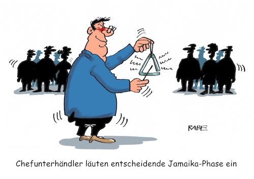 Cartoon: Harte Töne (medium) by RABE tagged grüne,jamaika,sondierungsgespräche,regierungsbildung,amtshandlung,rabe,ralf,böhme,cartoon,karikatur,pressezeichnung,farbcartoon,tagescartoon,endspurt,jamaikaunterhändler,endphase,triangel,musikinstrument,einläuten,grüne,jamaika,sondierungsgespräche,regierungsbildung,amtshandlung,rabe,ralf,böhme,cartoon,karikatur,pressezeichnung,farbcartoon,tagescartoon,endspurt,jamaikaunterhändler,endphase,triangel,musikinstrument,einläuten