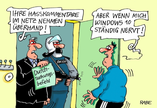 Cartoon: Hasskommentare (medium) by RABE tagged hass,hasskommentare,internet,netz,facebook,twitter,mail,rabe,ralf,böhme,cartoon,tagescartoon,pressezeichnung,farbcartoon,nachrichtendienst,hausdurchsuchung,durchsuchungsbefehl,überwachung,hass,hasskommentare,internet,netz,facebook,twitter,mail,rabe,ralf,böhme,cartoon,tagescartoon,pressezeichnung,farbcartoon,nachrichtendienst,hausdurchsuchung,durchsuchungsbefehl,überwachung