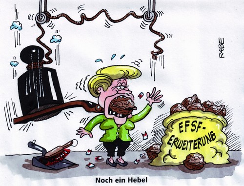 Cartoon: Hebelgesetz (medium) by RABE tagged merkel,kanzlerin,cdu,frankreich,sarkozy,eurogipfel,gipfel,efsf,bundestagsabstimmung,erweiterung,rettungsschirm,bundesregierung,opposition,koalition,fdp,euro,eurokrise,eu,schuldenkrise,griechenland,brüssel,italien,hebel,hebelgesetz,hebelwirkung,schuldenschnitt,finanzchefs,regierungschefs,staatschefs,schuldenberg,koalitionsmehrheit,kanzlermehrheit,banklizenz,gipfelbeschlüsse,rettungsfond,nuß,nüsse,walnuss,nussknacker,gewicht,merkel,kanzlerin,cdu,frankreich,sarkozy