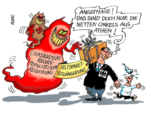 Cartoon: Hilfspaket (medium) by RABE tagged griechenland,athen,austritt,eurozone,linksbündnis,rabe,ralf,böhme,cartoon,karikatur,pressezeichnung,farbcartoon,tagescartoon,syriza,tsipras,ezb,brüssel,schuldenschnitt,hilfspaket,linkspopulismus,rechtsechtspopulismus,linksradikal,rechtsradikal,varufakis,schäuble,bundestag,kabinett,abstimmung,griechenland,athen,austritt,eurozone,linksbündnis,rabe,ralf,böhme,cartoon,karikatur,pressezeichnung,farbcartoon,tagescartoon,syriza,tsipras,ezb,brüssel,schuldenschnitt,hilfspaket,linkspopulismus,rechtsechtspopulismus,linksradikal,rechtsradikal,varufakis,schäuble,bundestag,kabinett,abstimmung