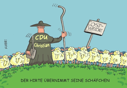 Cartoon: Hirtentäschel (medium) by RABE tagged tag,der,deutschen,einheit,feiertag,oktober,fahne,flagge,fahnenstange,michl,ost,west,rabe,ralf,böhme,cartoon,karikatur,pressezeichnung,farbcartoon,tagescartoon,grenze,gräben,einheitsfeier,ossis,wessis,ostbeauftragter,groko,christian,hirte,cdu,gleike,ostländer,bundesländer,thüringen,sachsen,weide,schafe,schäfchen,hirtenhund,hirtenstab,hirtentäschel,tag,der,deutschen,einheit,feiertag,oktober,fahne,flagge,fahnenstange,michl,ost,west,rabe,ralf,böhme,cartoon,karikatur,pressezeichnung,farbcartoon,tagescartoon,grenze,gräben,einheitsfeier,ossis,wessis,ostbeauftragter,groko,christian,hirte,cdu,gleike,ostländer,bundesländer,thüringen,sachsen,weide,schafe,schäfchen,hirtenhund,hirtenstab,hirtentäschel