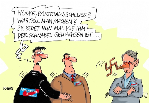 Cartoon: Höcke Parteiausschluß (medium) by RABE tagged höcke,afd,thüringen,fremdenfeindlich,rechts,nazi,rabe,ralf,böhme,cartoon,karikatur,pressezeichnung,farbcartoon,tagescartoon,parteiausschluß,ordnungsstrafe,abmahnung,höcke,afd,thüringen,fremdenfeindlich,rechts,nazi,rabe,ralf,böhme,cartoon,karikatur,pressezeichnung,farbcartoon,tagescartoon,parteiausschluß,ordnungsstrafe,abmahnung