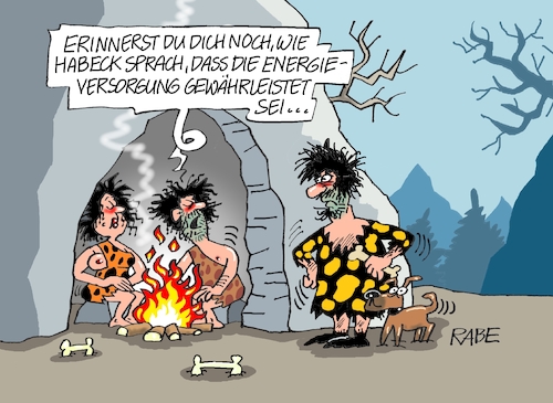 Cartoon: Höhlenmenschen (medium) by RABE tagged gas,gassparen,gasnotstand,gasgeben,sanktionen,gasspeicher,gasheizung,rabe,ralf,böhme,cartoon,karikatur,pressezeichnung,farbcartoon,tagescartoon,robert,habeck,putin,ukrainekrieg,wumms,doppelwumms,grüne,energieversorgung,akw,atomkraftwerke,abschaltung,sicherheit,kohleausstieg,windkraft,urmenschen,höhlenmenschen,höhle,steinzeit,neandertaler,hund,feuer,knochen,gas,gassparen,gasnotstand,gasgeben,sanktionen,gasspeicher,gasheizung,rabe,ralf,böhme,cartoon,karikatur,pressezeichnung,farbcartoon,tagescartoon,robert,habeck,putin,ukrainekrieg,wumms,doppelwumms,grüne,energieversorgung,akw,atomkraftwerke,abschaltung,sicherheit,kohleausstieg,windkraft,urmenschen,höhlenmenschen,höhle,steinzeit,neandertaler,hund,feuer,knochen