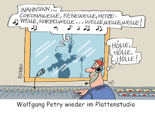 Cartoon: Hölle Welle Hölle (medium) by RABE tagged virus,corona,pandemie,coronakrise,rabe,ralf,böhme,cartoon,karikatur,pressezeichnung,farbcartoon,tagescartoon,viren,virenschutz,mundschutz,desinfektion,föderal,föderalismus,ländersache,lockerungen,schnelltests,maskenpflicht,reiserückkehrer,mallorca,wolle,wolgfang,petry,wahnsinn,welle,hölle,coronawelle,reisewelle,hitzewelle,kurbelwelle,well,schlager,schlagersänger,hit,plattenstudio,aufnahmestudio,mikrophon,reglerpult,virus,corona,pandemie,coronakrise,rabe,ralf,böhme,cartoon,karikatur,pressezeichnung,farbcartoon,tagescartoon,viren,virenschutz,mundschutz,desinfektion,föderal,föderalismus,ländersache,lockerungen,schnelltests,maskenpflicht,reiserückkehrer,mallorca,wolle,wolgfang,petry,wahnsinn,welle,hölle,coronawelle,reisewelle,hitzewelle,kurbelwelle,well,schlager,schlagersänger,hit,plattenstudio,aufnahmestudio,mikrophon,reglerpult