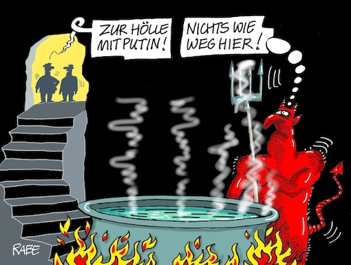 Cartoon: Höllenschlund (medium) by RABE tagged putin,kreml,kremlchef,moskau,ukraine,ukrainekrieg,invasion,truppen,soldaten,sanktionen,rabe,ralf,böhme,cartoon,karikatur,pressezeichnung,farbcartoon,nato,atomwaffen,atomraketen,selenskyj,selenskie,präsident,eu,waffenlieferung,deutschland,diplomatie,usa,biden,lawrow,teufel,hölle,feuer,dreizack,kessel,putin,kreml,kremlchef,moskau,ukraine,ukrainekrieg,invasion,truppen,soldaten,sanktionen,rabe,ralf,böhme,cartoon,karikatur,pressezeichnung,farbcartoon,nato,atomwaffen,atomraketen,selenskyj,selenskie,präsident,eu,waffenlieferung,deutschland,diplomatie,usa,biden,lawrow,teufel,hölle,feuer,dreizack,kessel