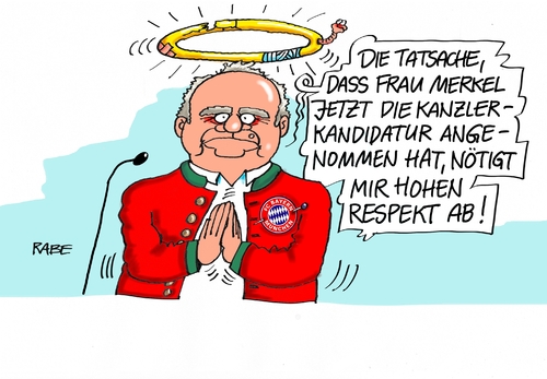 Cartoon: Hoeneß Rückkehr (medium) by RABE tagged uli,hoeneß,fc,bayern,präsident,präsidentenwahl,münchen,fußball,rabe,ralf,böhme,cartoon,karikatur,pressezeichnung,farbcartoon,tagescartoon,merkel,kanzlerin,kandidatur,bundestagswahl,cdu,csu,union,heiliger,heiligenschein,uli,hoeneß,fc,bayern,präsident,präsidentenwahl,münchen,fußball,rabe,ralf,böhme,cartoon,karikatur,pressezeichnung,farbcartoon,tagescartoon,merkel,kanzlerin,kandidatur,bundestagswahl,cdu,csu,union,heiliger,heiligenschein