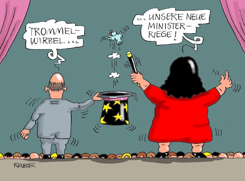 Cartoon: Hokuspokus (medium) by RABE tagged sonderparteitag,spd,martin,schulz,ja,groko,koalitionsverhandlungen,rabe,ralf,böhme,cartoon,karikatur,pressezeichnung,farbcartoon,tagescartoon,merkel,union,koalitionsgespräche,kabinett,ministerposten,nahles,scholz,maas,bühne,zauberer,hokuspokus,zylinder,vögelchen,bühnenshow,sonderparteitag,spd,martin,schulz,ja,groko,koalitionsverhandlungen,rabe,ralf,böhme,cartoon,karikatur,pressezeichnung,farbcartoon,tagescartoon,merkel,union,koalitionsgespräche,kabinett,ministerposten,nahles,scholz,maas,bühne,zauberer,hokuspokus,zylinder,vögelchen,bühnenshow