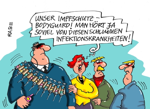 Cartoon: Impfung (medium) by RABE tagged impfung,impfpflicht,spritze,masern,röteln,scharlach,ärzte,doktoren,impfstoff,rabe,ralf,böhme,cartoon,tagescartoon,farbcartoon,pressezeichnung,kinder,arztpraxis,impfausweis,bodyguard,infektionskrankheiten,impfung,impfpflicht,spritze,masern,röteln,scharlach,ärzte,doktoren,impfstoff,rabe,ralf,böhme,cartoon,tagescartoon,farbcartoon,pressezeichnung,kinder,arztpraxis,impfausweis,bodyguard,infektionskrankheiten