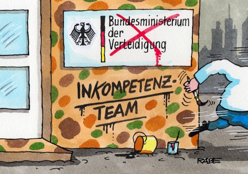 Cartoon: Inkompetenzteam (medium) by RABE tagged kompetenz,kompetenzteam,inkompetenz,inkompetenzteam,team,bundesverteidigungsminister,de,maiziere,bundeswehr,drohne,drohnenaffäre,eurohawk,kampfdrohne,rabe,ralf,böhme,cartoon,karikatur,pressezeichnung,farbcartoon,verteidigung,pinsel,farbeimer,steinbrück,spd,wahlkampf,teamwork,bundestagswahl,amtszeit,rücktritt,kompetenz,kompetenzteam,inkompetenz,inkompetenzteam,team,bundesverteidigungsminister,de,maiziere,bundeswehr,drohne,drohnenaffäre,eurohawk,kampfdrohne,rabe,ralf,böhme,cartoon,karikatur,pressezeichnung,farbcartoon,verteidigung,pinsel,farbeimer,steinbrück,spd,wahlkampf,teamwork,bundestagswahl,amtszeit,rücktritt