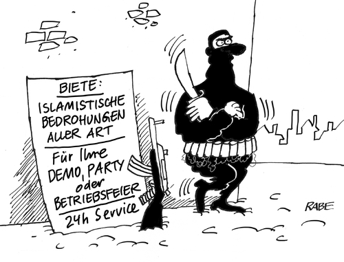 Cartoon: Islamistische Bedrohung (medium) by RABE tagged bedrohung,pegida,demo,islamisten,rabe,ralf,böhme,cartoon,karikatur,service,betriebsfeier,party,dresden,bedrohung,pegida,demo,islamisten,rabe,ralf,böhme,cartoon,karikatur,service,betriebsfeier,party,dresden