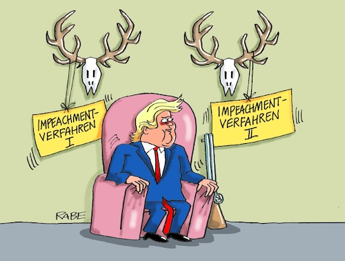 Cartoon: Jägermeister (medium) by RABE tagged trump,usa,president,bolton,literatur,bücher,rabe,ralf,böhme,cartoon,karikatur,pressezeichnung,farbcartoon,tagescartoon,corona,biden,harris,wiederwahl,briefwahl,wahlmänner,sanduhr,sand,abwahl,joe,impeachment,impeachmentverfahren,amtsenthebung,kongress,kapitol,erstürmung,republikaner,demokraten,jäger,flinte,geweih,trophäe,trump,usa,president,bolton,literatur,bücher,rabe,ralf,böhme,cartoon,karikatur,pressezeichnung,farbcartoon,tagescartoon,corona,biden,harris,wiederwahl,briefwahl,wahlmänner,sanduhr,sand,abwahl,joe,impeachment,impeachmentverfahren,amtsenthebung,kongress,kapitol,erstürmung,republikaner,demokraten,jäger,flinte,geweih,trophäe