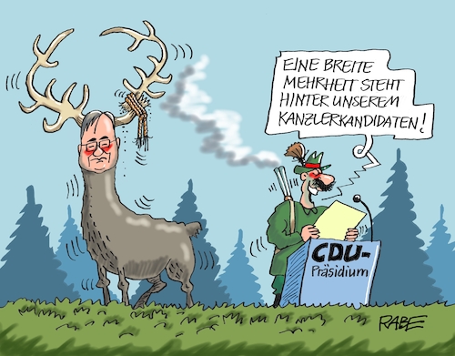 Cartoon: Jagdsaison (medium) by RABE tagged corona,bundländerkonferenz,merkel,kanzleramt,lockerungen,stufenplan,öffnungen,lockdown,shutdown,baumärkte,impfdosen,rki,fallzahlen,inzidenzwert,spahn,impfzentren,impfreihenfolge,armin,laschet,kanzlerkandidat,bundestagswahl,söder,csu,union,präsidiumssitzung,jagd,jäger,geweih,hirsch,rehbock,flinte,jagdgewehr,pulverdampf,corona,bundländerkonferenz,merkel,kanzleramt,lockerungen,stufenplan,öffnungen,lockdown,shutdown,baumärkte,impfdosen,rki,fallzahlen,inzidenzwert,spahn,impfzentren,impfreihenfolge,armin,laschet,kanzlerkandidat,bundestagswahl,söder,csu,union,präsidiumssitzung,jagd,jäger,geweih,hirsch,rehbock,flinte,jagdgewehr,pulverdampf