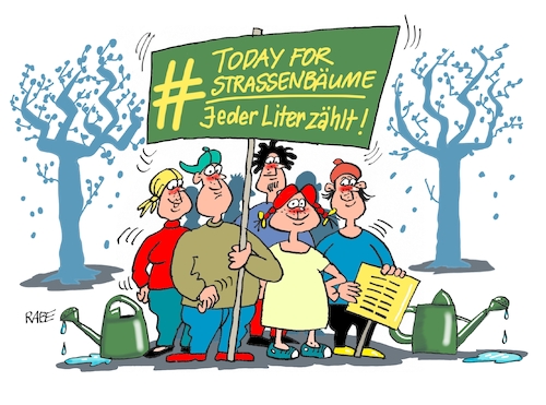 Cartoon: Jeden Tag für Straßenbäume (medium) by RABE tagged trockenheit,dürre,klima,klimawandel,klimademo,greta,friday,for,future,schüler,schulschwänzer,rabe,ralf,böhme,cartoon,karikatur,pressezeichnung,farbcartoon,tagescartoon,gießkanne,wasser,straßenbäume,durst,bäume,kastanienallee,klimakatastrophe,trockenheit,dürre,klima,klimawandel,klimademo,greta,friday,for,future,schüler,schulschwänzer,rabe,ralf,böhme,cartoon,karikatur,pressezeichnung,farbcartoon,tagescartoon,gießkanne,wasser,straßenbäume,durst,bäume,kastanienallee,klimakatastrophe