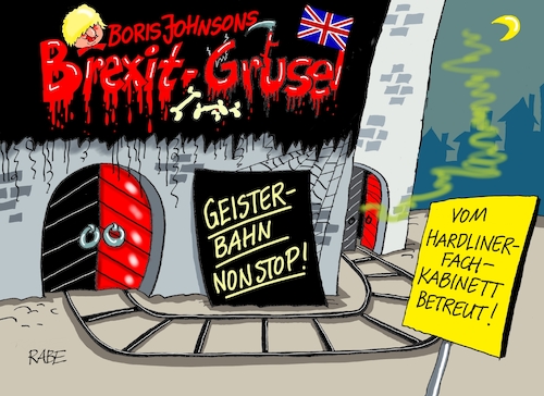 Cartoon: Johnsons Horrorshow (medium) by RABE tagged brexit,eu,insel,may,britten,austritt,rabe,ralf,böhme,cartoon,karikatur,pressezeichnung,farbcartoon,tagescartoon,bauhaus,baukasten,bauklötzer,plan,referendum,februar,irre,irrsinn,boris,johnson,hardliner,kabinett,no,deal,downing,street,gruselkabinett,fachpersonal,geisterbahn,brexit,eu,insel,may,britten,austritt,rabe,ralf,böhme,cartoon,karikatur,pressezeichnung,farbcartoon,tagescartoon,bauhaus,baukasten,bauklötzer,plan,referendum,februar,irre,irrsinn,boris,johnson,hardliner,kabinett,no,deal,downing,street,gruselkabinett,fachpersonal,geisterbahn