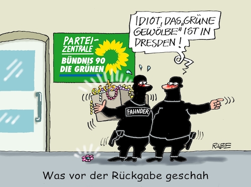 Cartoon: Juwelenrückgabe (medium) by RABE tagged gewölbe,dresden,grünes,grüne,parteizentrale,clans,diebstahl,berlin,fahnder,rabe,ralf,böhme,cartoon,karikatur,pressezeichnung,farbcartoon,tagescartoon,juwelen,diamanten,kunstraub,kunsträuber,alarmanlage,diebe,gewölbe,dresden,grünes,grüne,parteizentrale,clans,diebstahl,berlin,fahnder,rabe,ralf,böhme,cartoon,karikatur,pressezeichnung,farbcartoon,tagescartoon,juwelen,diamanten,kunstraub,kunsträuber,alarmanlage,diebe