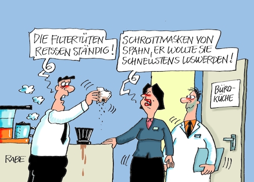 Cartoon: Kaffeeklatsch (medium) by RABE tagged corona,bundländerkonferenz,merkel,kanzleramt,lockerungen,stufenplan,öffnungen,lockdown,shutdown,baumärkte,impfdosen,rki,fallzahlen,inzidenzwert,spahn,impfzentren,impfreihenfolge,notbremse,jens,masken,maskenaffäre,schrottmasken,bedürftige,kaffee,kaffeemaschine,kaffeefilter,filtertüten,riss,corona,bundländerkonferenz,merkel,kanzleramt,lockerungen,stufenplan,öffnungen,lockdown,shutdown,baumärkte,impfdosen,rki,fallzahlen,inzidenzwert,spahn,impfzentren,impfreihenfolge,notbremse,jens,masken,maskenaffäre,schrottmasken,bedürftige,kaffee,kaffeemaschine,kaffeefilter,filtertüten,riss