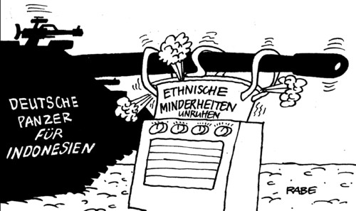 Cartoon: Kampfpanzer (medium) by RABE tagged indonesien,kampfpanzer,aufständische,ethnisch,minderheiten,niederschlagung,unruhen,opposition,oppositionelle,waffenleiferung,bundesregierung,bundeswehr,rüstungsindustrie,panzer,panzerlieferung,panzerexport,schützenpanzer,leopard,marder,puma,pionierpanzer,rabe,ralf,böhme,cartoon,karikatur,pressezeichnung,herd,küchenherd,kochtopf,überkochen,herplatte,kanonenrohr,indonesien,kampfpanzer,aufständische,ethnisch,minderheiten,niederschlagung,unruhen,opposition,oppositionelle,waffenleiferung,bundesregierung,bundeswehr,rüstungsindustrie,panzer,panzerlieferung,panzerexport,schützenpanzer,leopard,marder,puma,pionierpanzer,rabe,ralf,böhme,cartoon,karikatur,pressezeichnung,herd,küchenherd,kochtopf,überkochen,herplatte,kanonenrohr