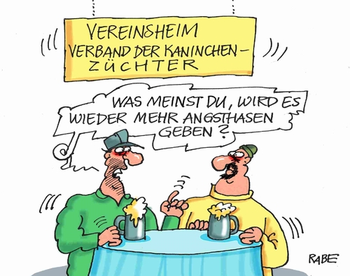 Cartoon: Kaninchenzüchter (medium) by RABE tagged terroristen,anschlag,paris,islam,islamisten,sicherheit,sprengstoffgürtel,gewalt,polizei,flüchtlinge,rabe,ralf,böhme,cartoon,karikatur,pressezeichnung,farbcartoon,tagescartoon,hase,angst,angsthase,kaninchen,kaninchenzüchter,kaninchenzüchterverein,vereinslokal,terroristen,anschlag,paris,islam,islamisten,sicherheit,sprengstoffgürtel,gewalt,polizei,flüchtlinge,rabe,ralf,böhme,cartoon,karikatur,pressezeichnung,farbcartoon,tagescartoon,hase,angst,angsthase,kaninchen,kaninchenzüchter,kaninchenzüchterverein,vereinslokal