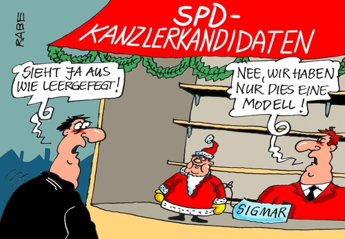 Cartoon: Kanzlerkandidaten (medium) by RABE tagged spd,sigmar,gabriel,kanzlerkandidat,bundesparteitag,spitzenkandidat,rabe,ralf,böhme,cartoon,karikatur,pressezeichnung,farbcartoon,tagescartoon,weihnachtsmarkt,stand,bude,weihnachtsmann,schokoladenweihnachtsmann,spd,sigmar,gabriel,kanzlerkandidat,bundesparteitag,spitzenkandidat,rabe,ralf,böhme,cartoon,karikatur,pressezeichnung,farbcartoon,tagescartoon,weihnachtsmarkt,stand,bude,weihnachtsmann,schokoladenweihnachtsmann