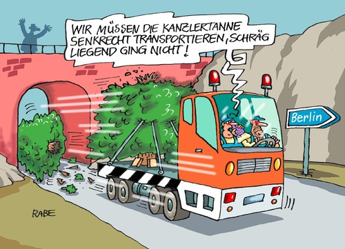 Cartoon: Kanzlertanne (medium) by RABE tagged merkel,kanzlerin,kanzleramt,tanne,nordmanntanne,weihnachtsbaum,transport,rabe,ralf,böhme,cartoon,karikatur,pressezeichnung,farbcartoon,tagescartoon,transporter,lkw,straße,brücke,merkel,kanzlerin,kanzleramt,tanne,nordmanntanne,weihnachtsbaum,transport,rabe,ralf,böhme,cartoon,karikatur,pressezeichnung,farbcartoon,tagescartoon,transporter,lkw,straße,brücke