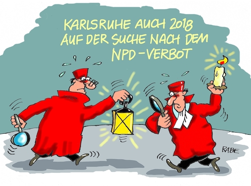 Cartoon: Karlsruhe (medium) by RABE tagged karlsruhe,bundesverfassungsgericht,npd,richter,urteil,verbot,rabe,ralf,böhme,cartoon,karikatur,pressezeichnung,farbcartoon,tagescartoon,laterne,licht,suche,karlsruhe,bundesverfassungsgericht,npd,richter,urteil,verbot,rabe,ralf,böhme,cartoon,karikatur,pressezeichnung,farbcartoon,tagescartoon,laterne,licht,suche