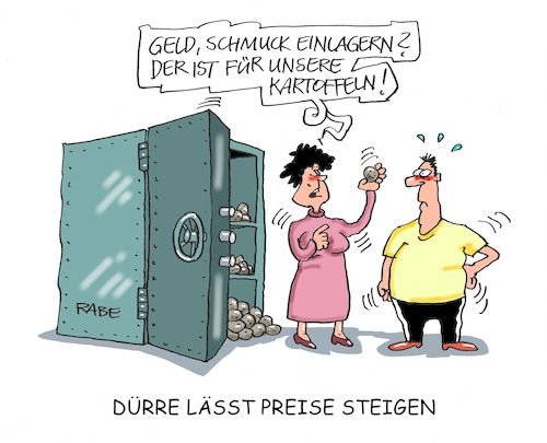 Cartoon: Kartoffeldürre (medium) by RABE tagged sommer,sommerpause,urlaub,ferien,kältewelle,sommerloch,regenwetter,kälte,schlechtwetterfront,rabe,ralf,böhme,cartoon,karikatur,pressezeichnung,farbcartoon,tagescartoon,grill,bratwurst,glühwein,wärme,kartoffeln,kartelsuppe,hitze,dürre,preissteigerung,pommes,kartoffelchips,preisanstieg,kartoffelertrag,ernte,agrarministerin,klöckner,sommer,sommerpause,urlaub,ferien,kältewelle,sommerloch,regenwetter,kälte,schlechtwetterfront,rabe,ralf,böhme,cartoon,karikatur,pressezeichnung,farbcartoon,tagescartoon,grill,bratwurst,glühwein,wärme,kartoffeln,kartelsuppe,hitze,dürre,preissteigerung,pommes,kartoffelchips,preisanstieg,kartoffelertrag,ernte,agrarministerin,klöckner