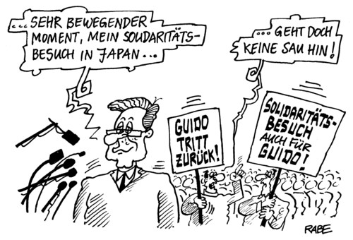 Cartoon: Keine Sau (medium) by RABE tagged westerwelle,fdp,vizekanzler,machtkampf,abwahl,außenminister,kanzlerin,bundesregierung,rücktritt,parteivorsitz,rösler,krise,euro,lindner,solidaritätsbesuch,japan,kernkraftwerk,atomkatastrophe,fukushima,erdbebeb,guido,moment,sau,transparent,spruchband,losung,schriftband,menschenmenge,demo,protestaktion,pressekonferenz,mikrofon,fdp,westerwelle,vorsitz,führungsdiskussion,rücktritt,forderung,wahl,landtagswahl