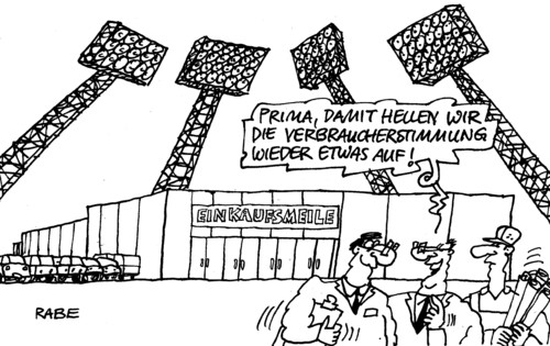 Cartoon: klimaindex (medium) by RABE tagged konsum,konsumklima,verbraucher,verbraucherstimmung,supermarkt,kaufhalle,discounter,flutlicht,flutlichtscheinwerfer,aufhellung,trüb,rabe,ralf,böhme,cartoon,karikatur,weihnachten,läden,konjunktur,deutschland,käufer,weihnachtsfest,weihnachtseinkäufe,christmas,geschenke,bescherung,marktforschung,schuldenkrise,euro,eurokrise,einkommen,konsumklimaindex,index,konsum,konsumklima,verbraucher,verbraucherstimmung,supermarkt,kaufhalle,discounter,flutlicht,flutlichtscheinwerfer,aufhellung,trüb,rabe,ralf,böhme,cartoon,karikatur,weihnachten,läden,konjunktur,deutschland,käufer,weihnachtsfest,weihnachtseinkäufe,christmas,geschenke,bescherung,marktforschung,schuldenkrise,euro,eurokrise,einkommen,konsumklimaindex,index