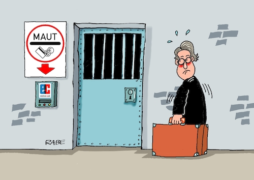 Cartoon: Knast für Scheuer (medium) by RABE tagged merz,kanzler,koalition,union,spd,klingbeil,cartoon,karikatur,pressezeichnung,farbcartoon,tagescartoon,db,bahn,frühling,frühjahr,frühjahrsputz,ice,zug,blumenkasten,blumenkästen,esc,songcontest,scheuer,andi,verkehrsminister,lüge,csu,maut,mautdebakel,millionen,bestrafung,untersuchungsausschuss,gefängnis,knast,verhandlung,gericht,merz,kanzler,koalition,union,spd,klingbeil,cartoon,karikatur,pressezeichnung,farbcartoon,tagescartoon,db,bahn,frühling,frühjahr,frühjahrsputz,ice,zug,blumenkasten,blumenkästen,esc,songcontest,scheuer,andi,verkehrsminister,lüge,csu,maut,mautdebakel,millionen,bestrafung,untersuchungsausschuss,gefängnis,knast,verhandlung,gericht