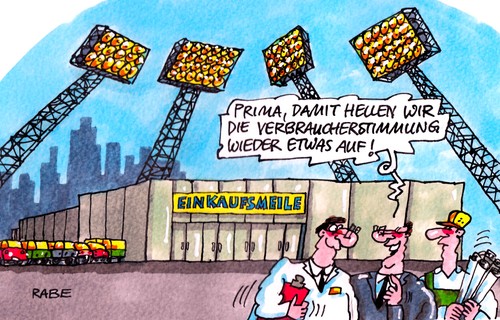 Cartoon: Konsumklima (medium) by RABE tagged konsum,konsumklima,verbraucher,verbraucherstimmung,supermarkt,kaufhalle,discounter,flutlicht,flutlichtscheinwerfer,aufhellung,trüb,rabe,ralf,böhme,cartoon,karikatur,weihnachten,läden,konjunktur,deutschland,käufer,weihnachtsfest,weihnachtseinkäufe,christmas,geschenke,bescherung,marktforschung,schuldenkrise,euro,eurokrise,einkommen,konsumklimaindex,index,konsum,konsumklima,verbraucher,verbraucherstimmung,supermarkt,kaufhalle,discounter,flutlicht,flutlichtscheinwerfer,aufhellung,trüb,rabe,ralf,böhme,cartoon,karikatur,weihnachten,läden,konjunktur,deutschland,käufer,weihnachtsfest,weihnachtseinkäufe,christmas,geschenke,bescherung,marktforschung,schuldenkrise,euro,eurokrise,einkommen,konsumklimaindex,index