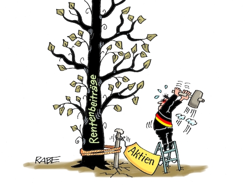 Cartoon: Kreditrente (medium) by RABE tagged ampel,ampelrefierung,rente,aktien,rentenbeiträge,lindner,hubertus,heil,rentener,finanzierung,rabe,ralf,böhme,cartoon,karikatur,pressezeichnung,farbcartoon,tagescartoon,baum,äste,blätter,pflock,holzhammer,bundesregierung,rentenerhöhung,soziales,rentenanpassung,ampel,ampelrefierung,rente,aktien,rentenbeiträge,lindner,hubertus,heil,rentener,finanzierung,rabe,ralf,böhme,cartoon,karikatur,pressezeichnung,farbcartoon,tagescartoon,baum,äste,blätter,pflock,holzhammer,bundesregierung,rentenerhöhung,soziales,rentenanpassung