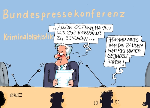 Cartoon: Kriminalistisches (medium) by RABE tagged corona,bundländerkonferenz,merkel,kanzleramt,lockerungen,stufenplan,öffnungen,lockdown,shutdown,baumärkte,impfdosen,rki,fallzahlen,inzidenzwert,spahn,impfzentren,impfreihenfolge,notbremse,bundespressekonferenz,kriminalstatistik,todesfälle,krimi,horst,seehofer,csu,bundesinnenminister,corona,bundländerkonferenz,merkel,kanzleramt,lockerungen,stufenplan,öffnungen,lockdown,shutdown,baumärkte,impfdosen,rki,fallzahlen,inzidenzwert,spahn,impfzentren,impfreihenfolge,notbremse,bundespressekonferenz,kriminalstatistik,todesfälle,krimi,horst,seehofer,csu,bundesinnenminister