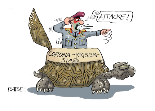 Cartoon: Krisengeneral (medium) by RABE tagged corona,bundländerkonferenz,merkel,kanzleramt,lockerungen,stufenplan,öffnungen,lockdown,shutdown,baumärkte,impfdosen,rki,fallzahlen,inzidenzwert,spahn,impfzentren,impfreihenfolge,notbremse,general,omikron,krisenstab,panzer,schildkrötenpanzer,schildkröte,attacke,corona,bundländerkonferenz,merkel,kanzleramt,lockerungen,stufenplan,öffnungen,lockdown,shutdown,baumärkte,impfdosen,rki,fallzahlen,inzidenzwert,spahn,impfzentren,impfreihenfolge,notbremse,general,omikron,krisenstab,panzer,schildkrötenpanzer,schildkröte,attacke