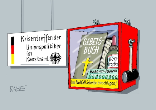 Cartoon: Krisentreffen (medium) by RABE tagged merz,union,kanzler,fritze,koalition,spd,klingbeil,bundesregierung,rabe,ralf,böhme,cartoon,karikatur,pressezeichnung,farbcartoon,tagescartoon,trump,putin,krisen,tv,nachrichten,waschmaschine,merkel,angela,krise,krisentreffen,kanzleramt,groko,regierungskurs,schwarz,rot,gebetsbuch,beruhigungspille,magentropfen,scheibe,hammer,notfall,schlag,merz,union,kanzler,fritze,koalition,spd,klingbeil,bundesregierung,rabe,ralf,böhme,cartoon,karikatur,pressezeichnung,farbcartoon,tagescartoon,trump,putin,krisen,tv,nachrichten,waschmaschine,merkel,angela,krise,krisentreffen,kanzleramt,groko,regierungskurs,schwarz,rot,gebetsbuch,beruhigungspille,magentropfen,scheibe,hammer,notfall,schlag
