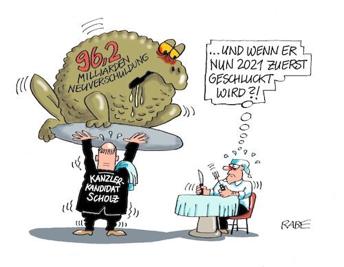 Cartoon: Krötenschlucken (medium) by RABE tagged spd,sarrazin,tilo,parteiausschluß,zirkus,sarrazini,tante,olaf,scholz,rabe,ralf,böhme,cartoon,karikatur,presszeichnung,farbcartoon,tagescartoon,bundestagswahl,wahlkampf,staatshaushalt,neuverschuldung,milliarden,kröten,schlucken,michel,kellner,tablet,steuerzahler,steuerloch,milliardenlöcher,kanzlerkandidat,spd,sarrazin,tilo,parteiausschluß,zirkus,sarrazini,tante,olaf,scholz,rabe,ralf,böhme,cartoon,karikatur,presszeichnung,farbcartoon,tagescartoon,bundestagswahl,wahlkampf,staatshaushalt,neuverschuldung,milliarden,kröten,schlucken,michel,kellner,tablet,steuerzahler,steuerloch,milliardenlöcher,kanzlerkandidat