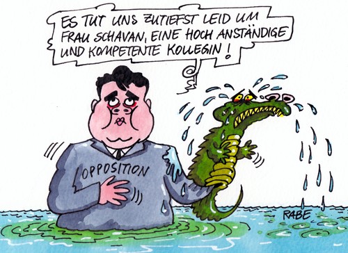 Cartoon: Krokodilstränen (medium) by RABE tagged krokodilstränen,schavan,bundesbildungsministerin,betrug,plagiat,plagiatsaffäre,guttenberg,studium,uni,doktorarbeit,rabe,ralf,böhme,cartoon,karikatur,düsseldorf,wissenschaftsstreit,prüfverfahren,fakultät,fakultätsrat,gutachter,verfahren,doktor,doktortitel,entzug,prüfung,täuschung,merkel,kanzlerin,cdu,vertrauen,rücktritt,promotionsarbeit,anette,schule,opposition,spd,grüne,linke,gabriel,krokodil,tränen,weinen,krokodilstränen,schavan,bundesbildungsministerin,betrug,plagiat,plagiatsaffäre,guttenberg,studium,uni,doktorarbeit,rabe,ralf,böhme,cartoon,karikatur,düsseldorf,wissenschaftsstreit,prüfverfahren,fakultät,fakultätsrat,gutachter,verfahren,doktor,doktortitel,entzug,prüfung,täuschung,merkel,kanzlerin,cdu,vertrauen,rücktritt,promotionsarbeit,anette,schule,opposition,spd,grüne,linke,gabriel,krokodil,tränen,weinen