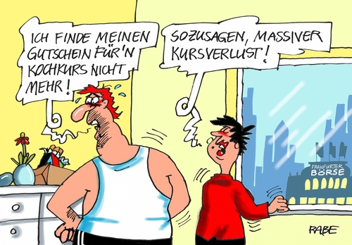 Cartoon: Kursverlust (medium) by RABE tagged kurs,kursverlust,aktie,aktienmarkt,vw,abgase,abgastest,winterkorn,börsianer,rabe,ralf,böhme,cartoon,karikatur,pressezeichnung,farbcartoon,tagescartoon,frankfurt,geldanleger,bankier,spekulanten,kochen,kochkurs,gutschein,kurs,kursverlust,aktie,aktienmarkt,vw,abgase,abgastest,winterkorn,börsianer,rabe,ralf,böhme,cartoon,karikatur,pressezeichnung,farbcartoon,tagescartoon,frankfurt,geldanleger,bankier,spekulanten,kochen,kochkurs,gutschein