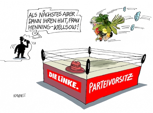 Cartoon: Lasst Veilchen sprechen (medium) by RABE tagged wahlkampf,bundestagswahl,boxring,hut,linke,henning,wellsow,thüringenparteivorsitz,doppelspitze,kipping,rabe,ralf,böhme,cartoon,karikatur,pressezeichnung,farbcartoon,tagescartoon,ringrichter,landtagswahl,fdp,afd,blumenstrauß,blumenstraußwurf,kandidatur,kemmerich,wahlkampf,bundestagswahl,boxring,hut,linke,henning,wellsow,thüringenparteivorsitz,doppelspitze,kipping,rabe,ralf,böhme,cartoon,karikatur,pressezeichnung,farbcartoon,tagescartoon,ringrichter,landtagswahl,fdp,afd,blumenstrauß,blumenstraußwurf,kandidatur,kemmerich