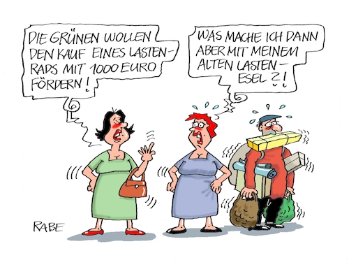 Cartoon: Lasteneselei (medium) by RABE tagged bundestagswahl,wahlkampf,osten,ddr,ostbeauftragter,bundesregierung,recht,rabe,ralf,böhme,cartoon,karikatur,pressezeichnung,farbcartoon,tagescartoon,laschet,söder,grüne,förderung,fördergelder,lastenrad,lastenesel,steuer,bundestagswahl,wahlkampf,osten,ddr,ostbeauftragter,bundesregierung,recht,rabe,ralf,böhme,cartoon,karikatur,pressezeichnung,farbcartoon,tagescartoon,laschet,söder,grüne,förderung,fördergelder,lastenrad,lastenesel,steuer