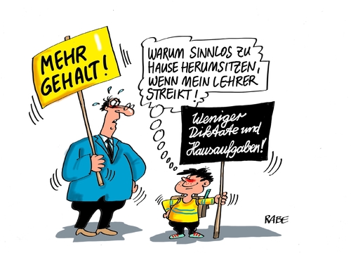 Cartoon: Lehrerstreik (medium) by RABE tagged lehrer,schüler,gewerkschaften,gew,lohn,gehaltsforderung,rabe,ralf,böhme,cartoon,tagescartoon,pressezeichnung,farbcartoon,verdi,diktat,hausaufgaben,unterrichtsausfall,lohnforderungen,lehrer,schüler,gewerkschaften,gew,lohn,gehaltsforderung,rabe,ralf,böhme,cartoon,tagescartoon,pressezeichnung,farbcartoon,verdi,diktat,hausaufgaben,unterrichtsausfall,lohnforderungen