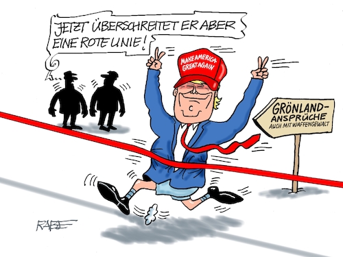 Cartoon: Linientreu (medium) by RABE tagged trump,präsident,usa,donald,einmarsch,erstürmung,cartoon,karikatur,pressezeichnung,rabe,ralf,böhme,farbcartoon,tagescartoon,venezuela,südamerika,maduro,regimewechsel,weltordnung,kongress,völkerrecht,grönland,okkupation,einnahme,waffengewalt,grönlandansprüche,zieleinlauf,zielband,bodenschätze,stützpunkt,trump,präsident,usa,donald,einmarsch,erstürmung,cartoon,karikatur,pressezeichnung,rabe,ralf,böhme,farbcartoon,tagescartoon,venezuela,südamerika,maduro,regimewechsel,weltordnung,kongress,völkerrecht,grönland,okkupation,einnahme,waffengewalt,grönlandansprüche,zieleinlauf,zielband,bodenschätze,stützpunkt
